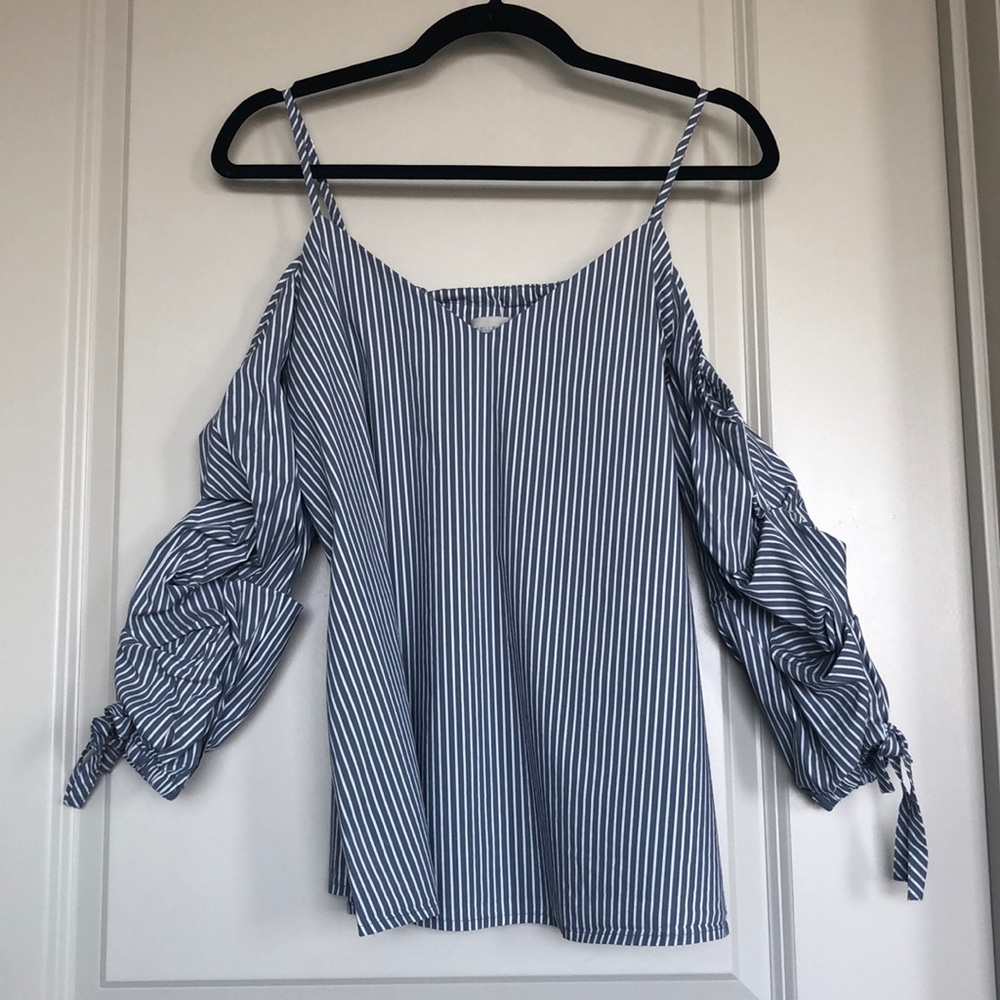 Cold shoulder striped top